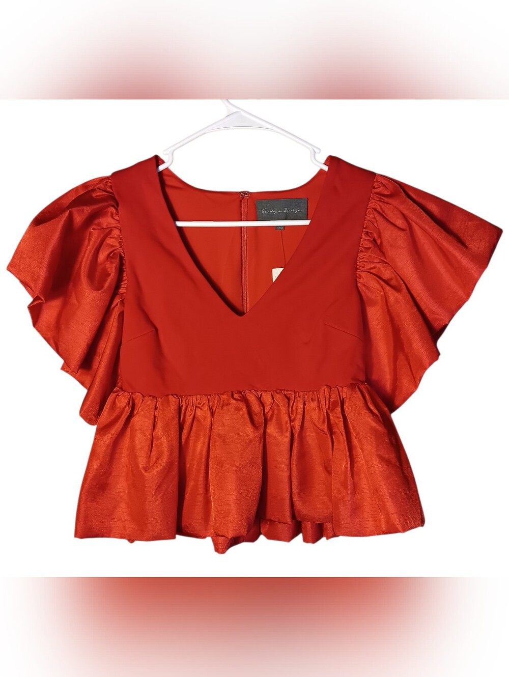 SUNDAY IN BROOKLYN ANTHROPOLOGIE RED SHIRT TOP BLOUSE SIZE XS